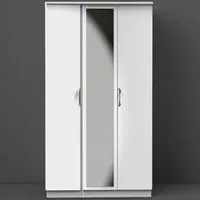 Camden 3 Door Mirrored Wardrobe with Storage - White