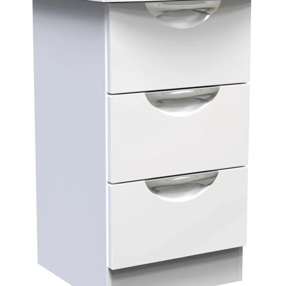 Camden 3 Drawer Bedside Table - White