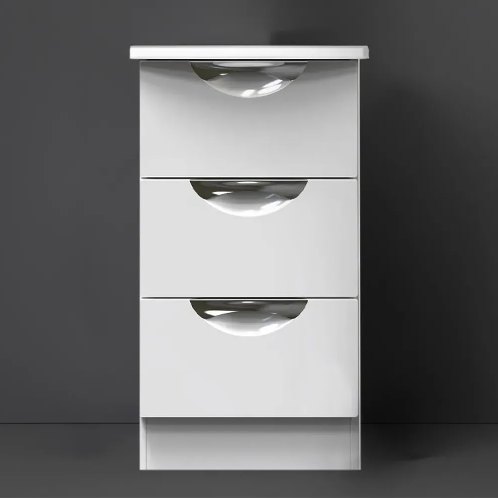 Camden 3 Drawer Bedside Table - White