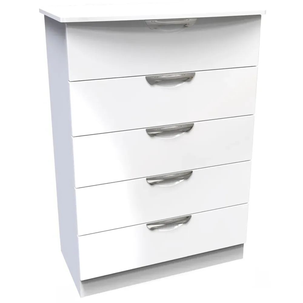 Camden 5 Drawer Chest of Drawers - White Gloss