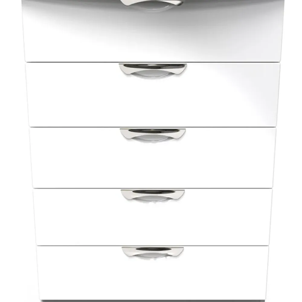 Camden 5 Drawer Chest of Drawers - White Gloss