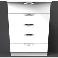 Camden 5 Drawer Chest of Drawers - White Gloss