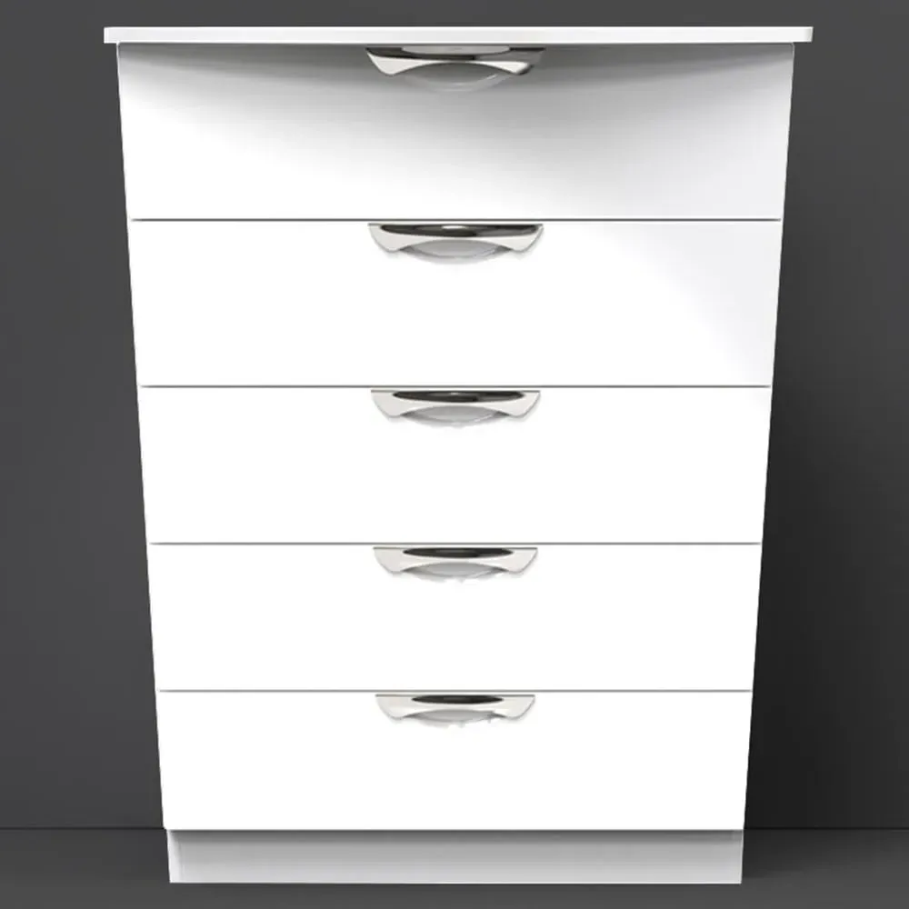 Camden 5 Drawer Chest of Drawers - White Gloss