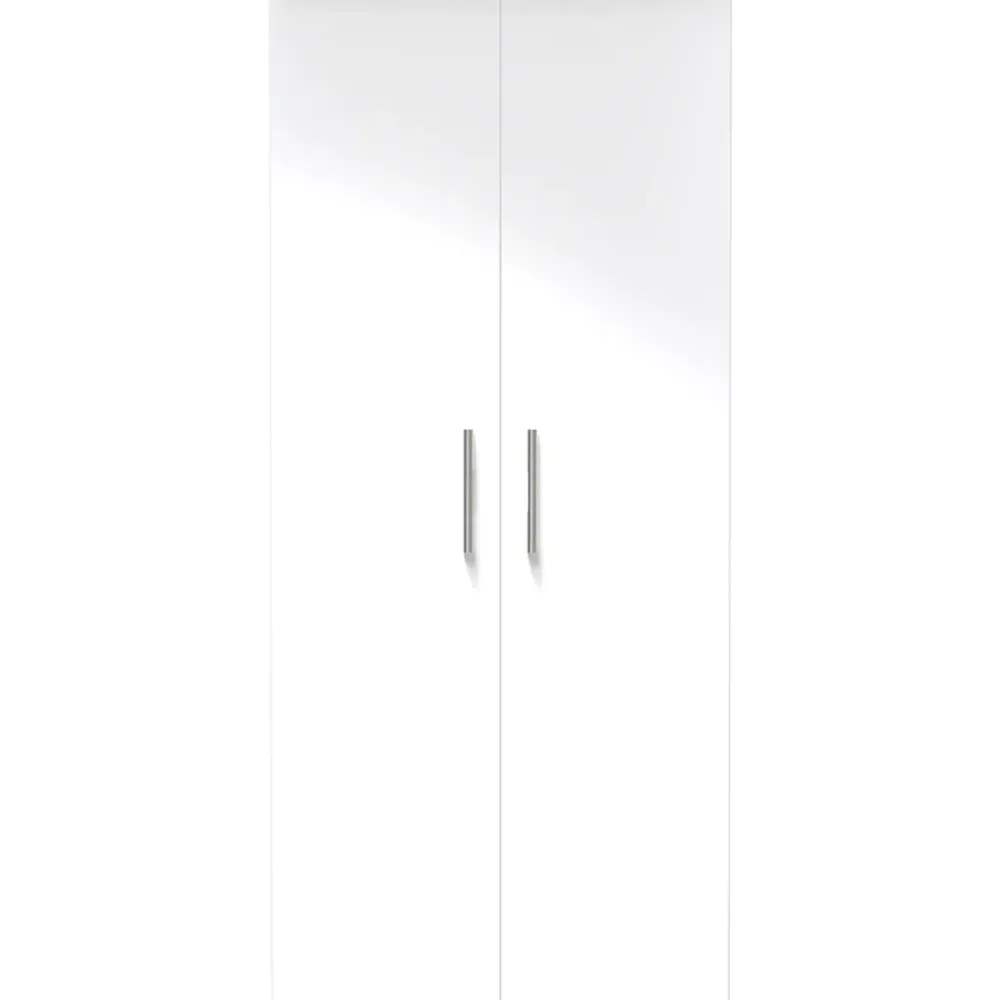 Contrast 2 Door Tall Wardrobe Ready Assembled - White, Oak