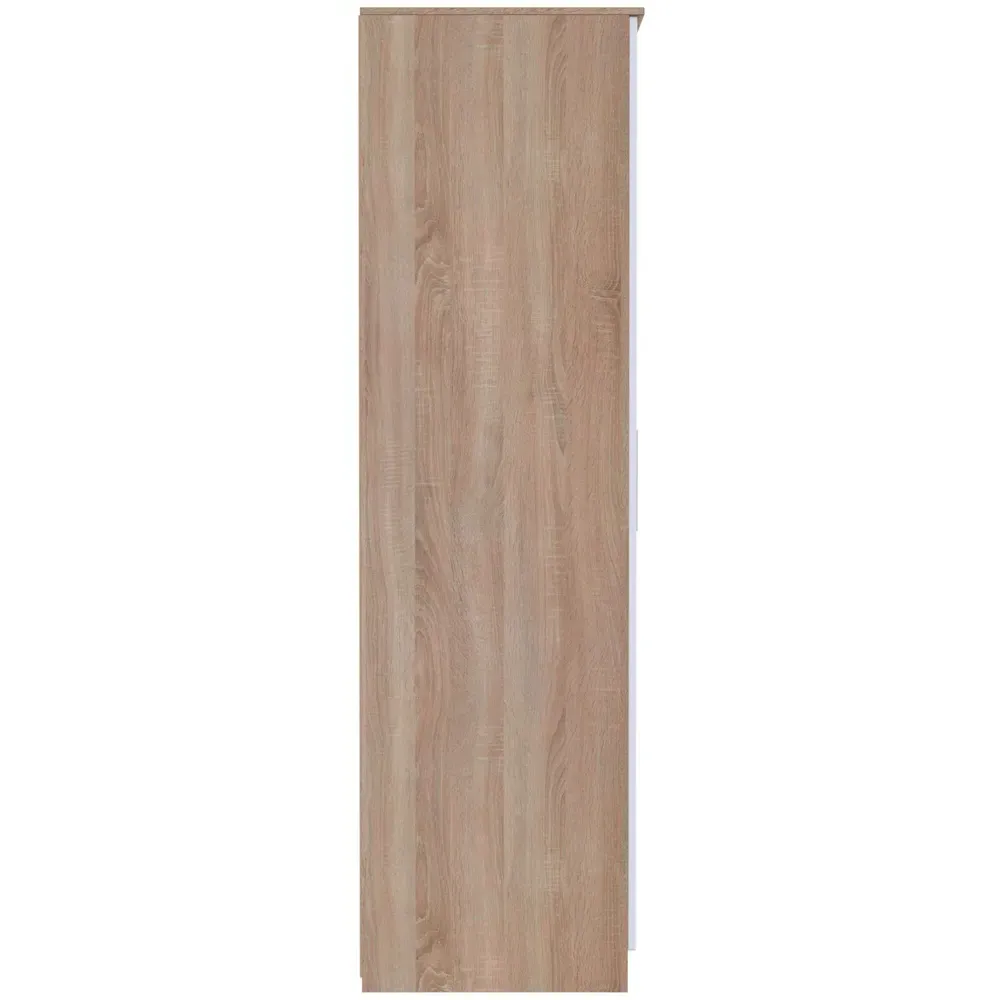 Contrast 2 Door Tall Wardrobe Ready Assembled - White, Oak