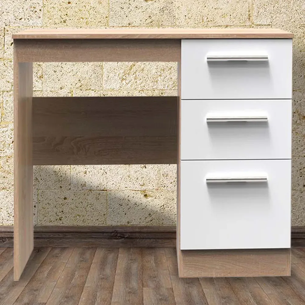 Contrast 3 Drawer Vanity Ready Assembled - White, Oak image