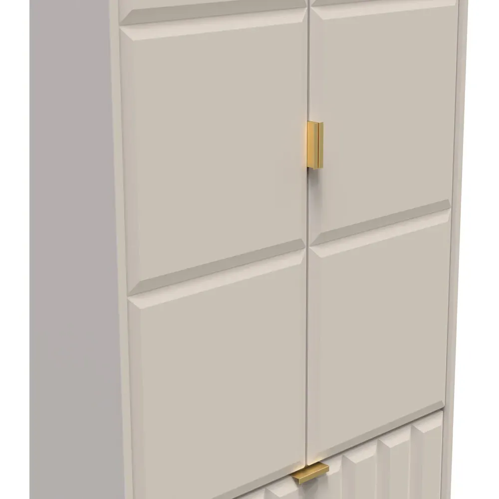 Cube 2 Door 2 Drawer Wardrobe - Cream