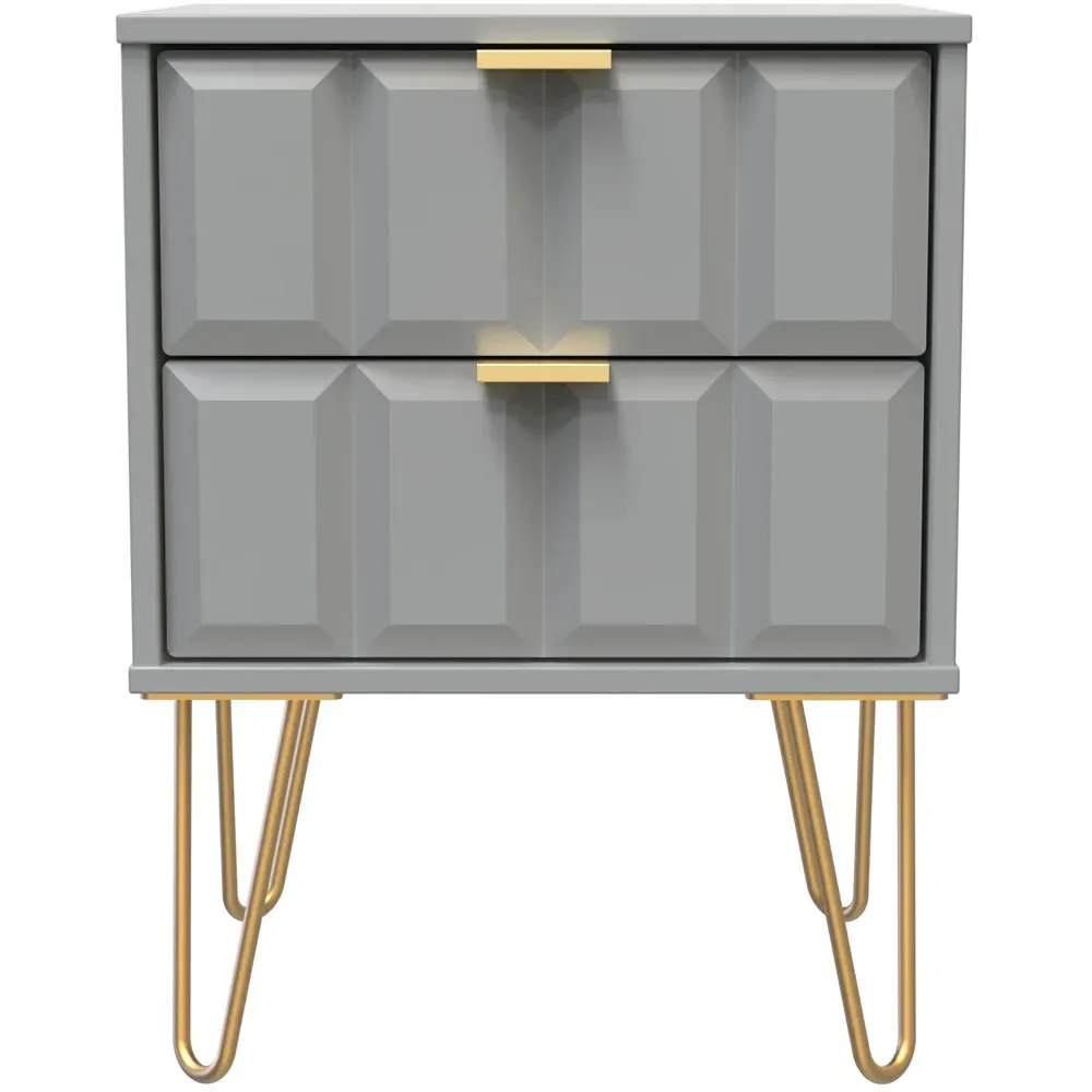Cube 2 Drawer Bedside Table - Grey