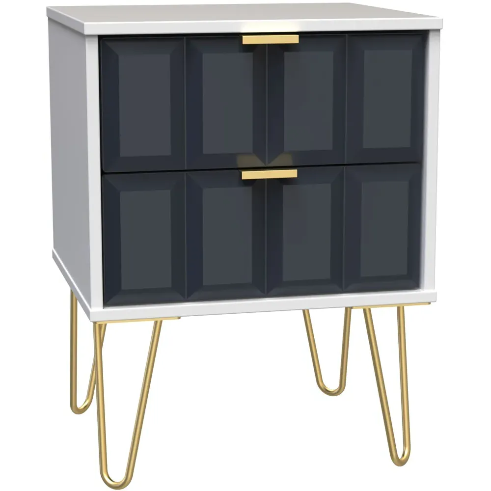 Cube 2 Drawer Bedside Table - Indigo