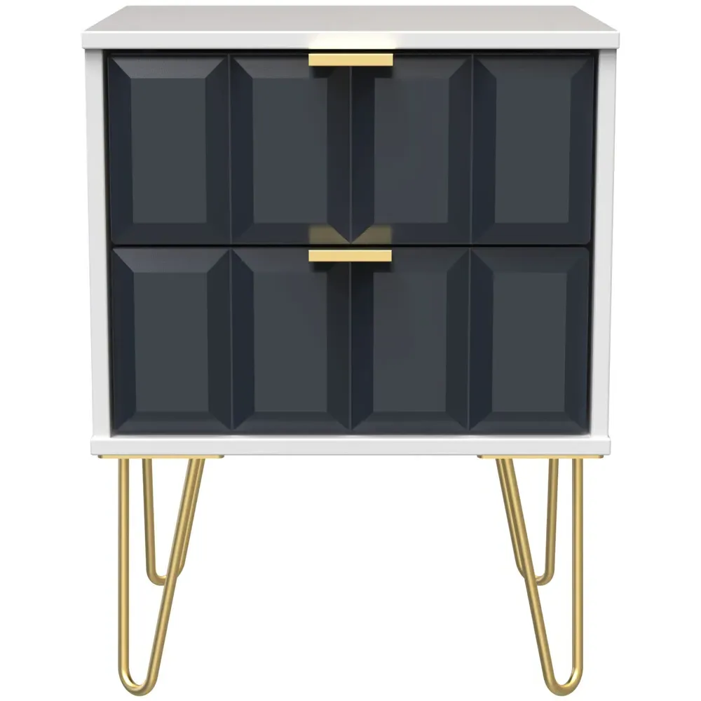 Cube 2 Drawer Bedside Table - Indigo