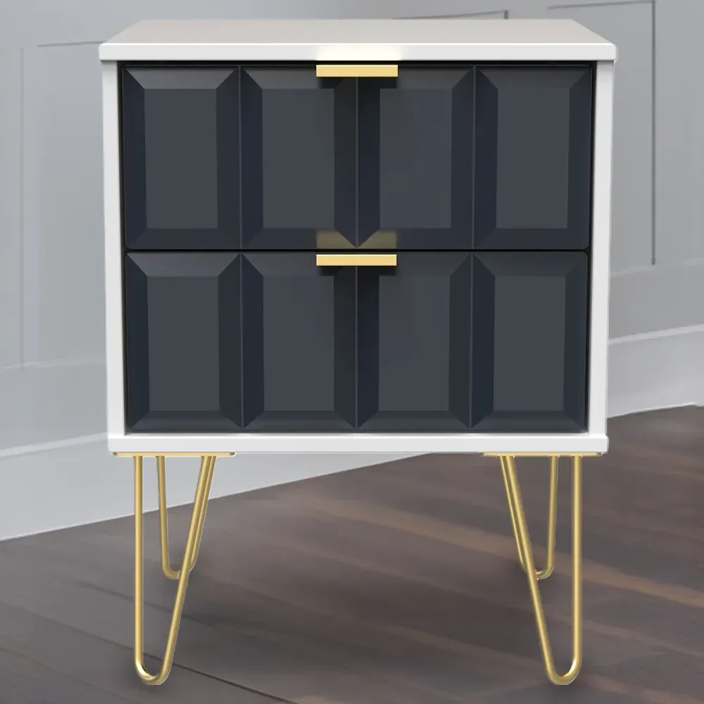 Cube 2 Drawer Bedside Table - Indigo image