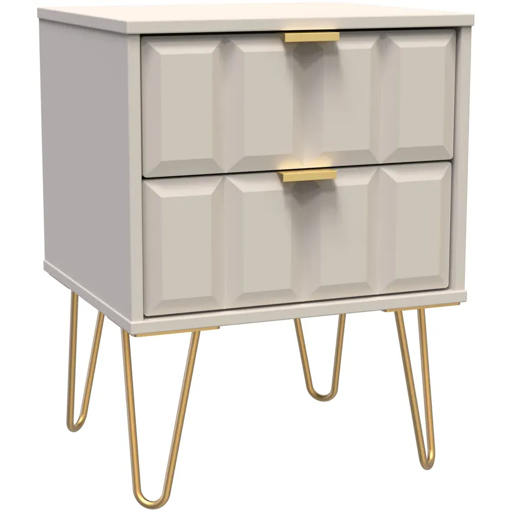 Cube 2 Drawer Bedside Table - Kashmir