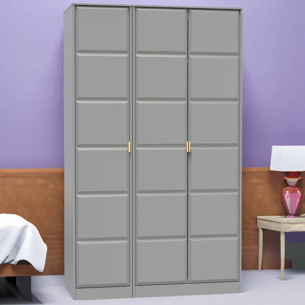 Cube 3 Door Wardrobe - Grey