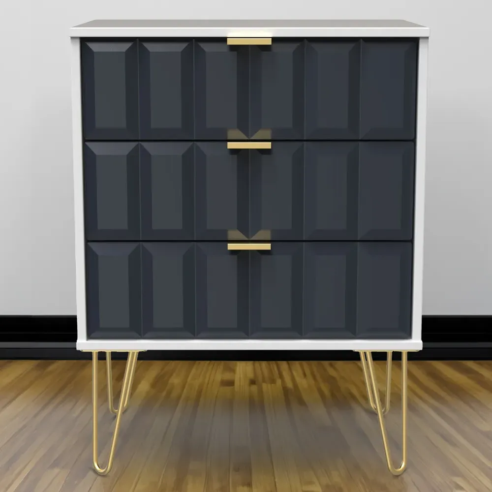 Cube 3 Drawer Chest of Drawers - Blue image