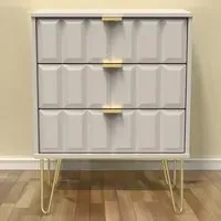 Cube 3 Drawer Chest of Drawers - Cream