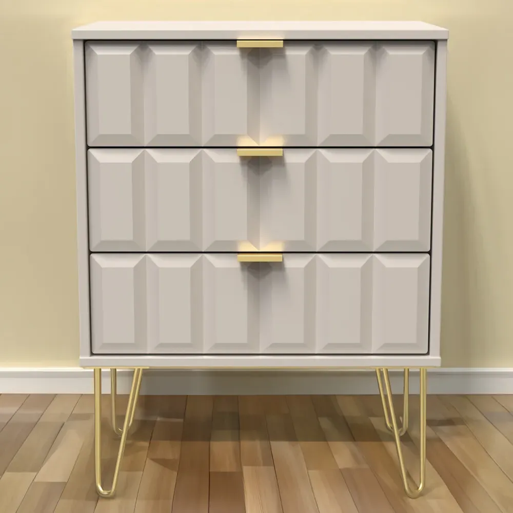 Cube 3 Drawer Chest of Drawers - Cream