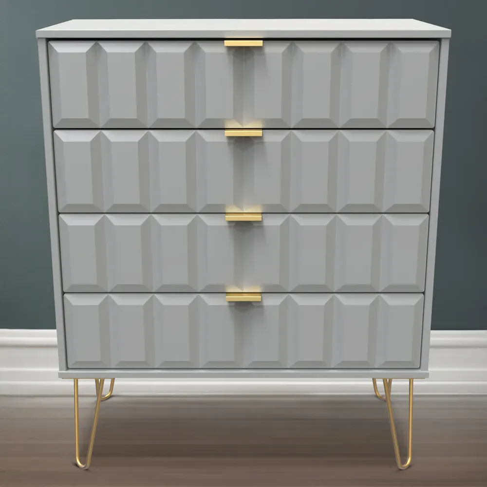Cube 4 Drawer Chest of Drawers - Dusk Grey