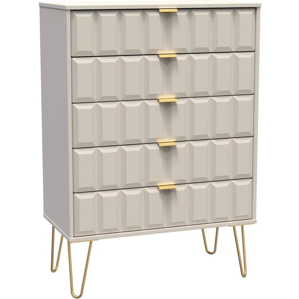 Cube 5 Drawer Chest of Drawers - Cream