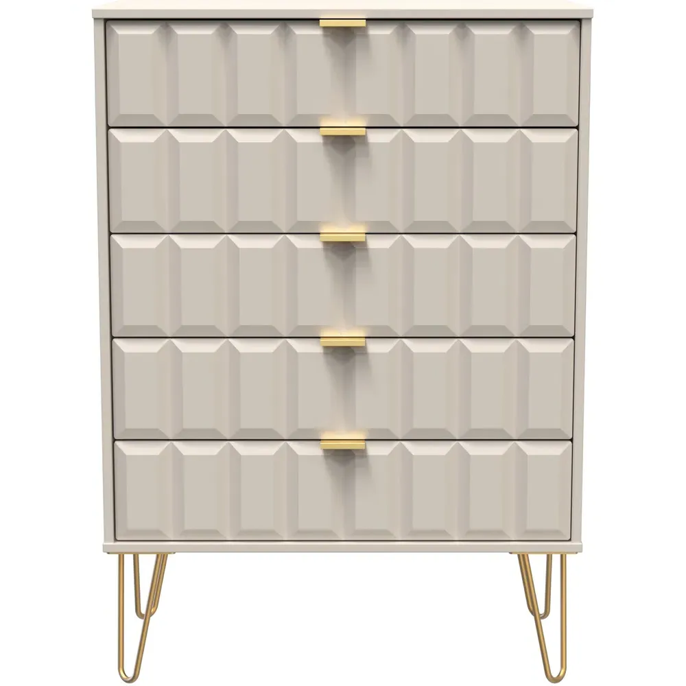 Cube 5 Drawer Chest of Drawers - Cream