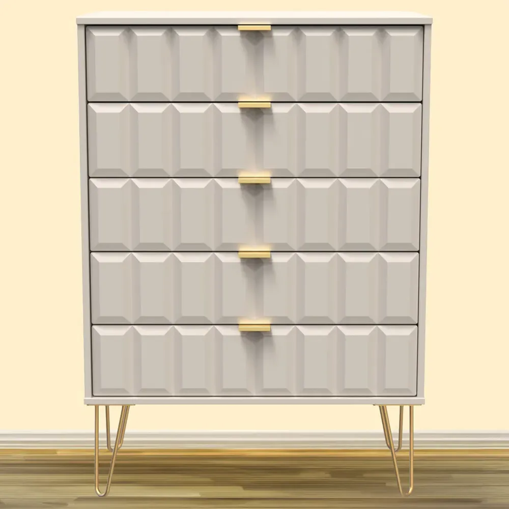 Cube 5 Drawer Chest of Drawers - Cream