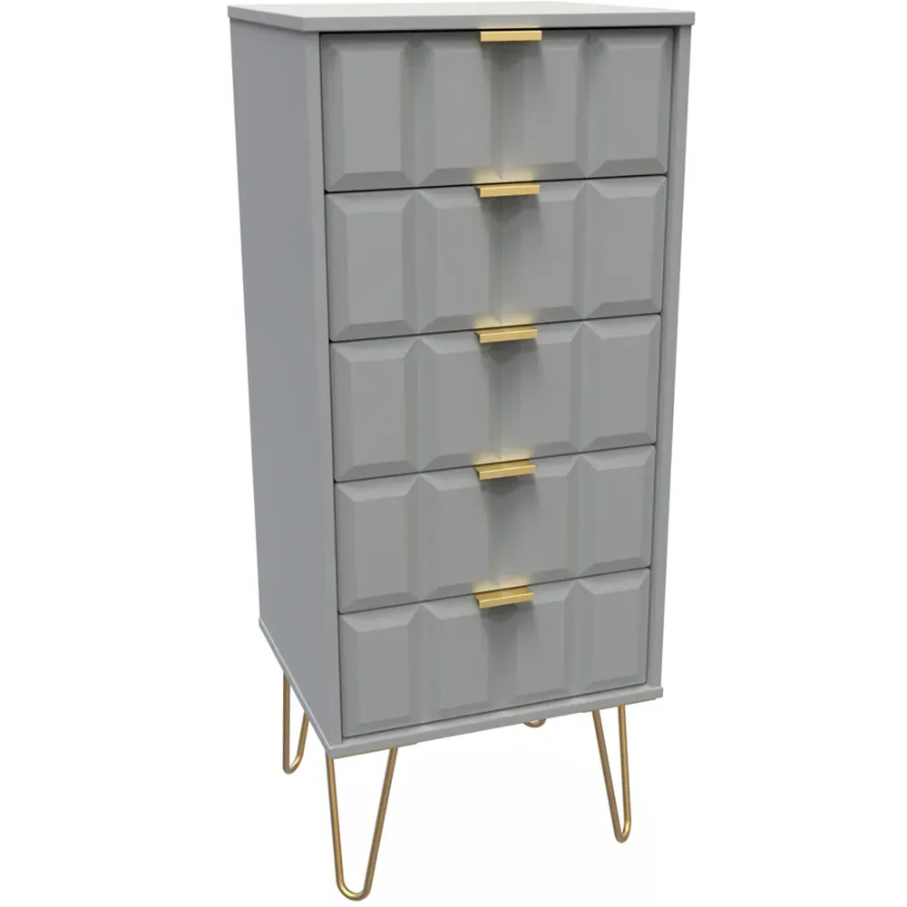 Cube 5 Drawer Chest of Drawers - Grey