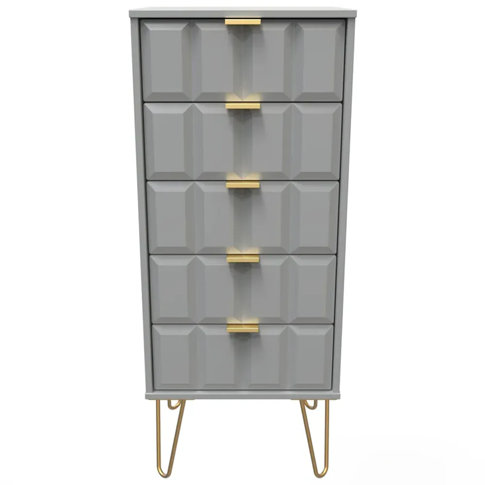 Cube 5 Drawer Chest of Drawers - Grey
