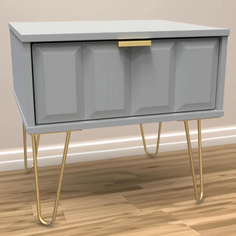 Cube Single Drawer Bedside Table - Dusk Grey image
