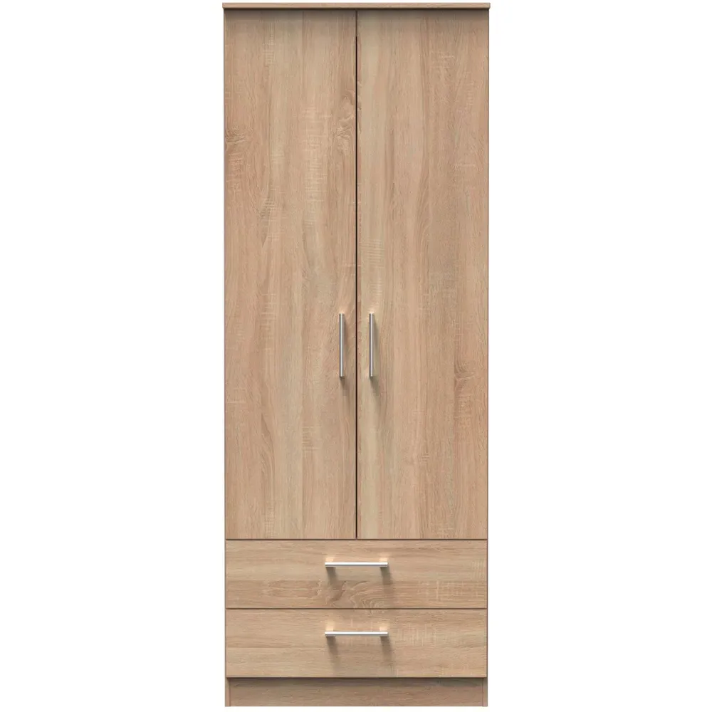 Devon 2 Door Wardrobe with Drawers - Bardolino Oak