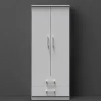 Devon 2 Door Wardrobe with Drawers - Grey