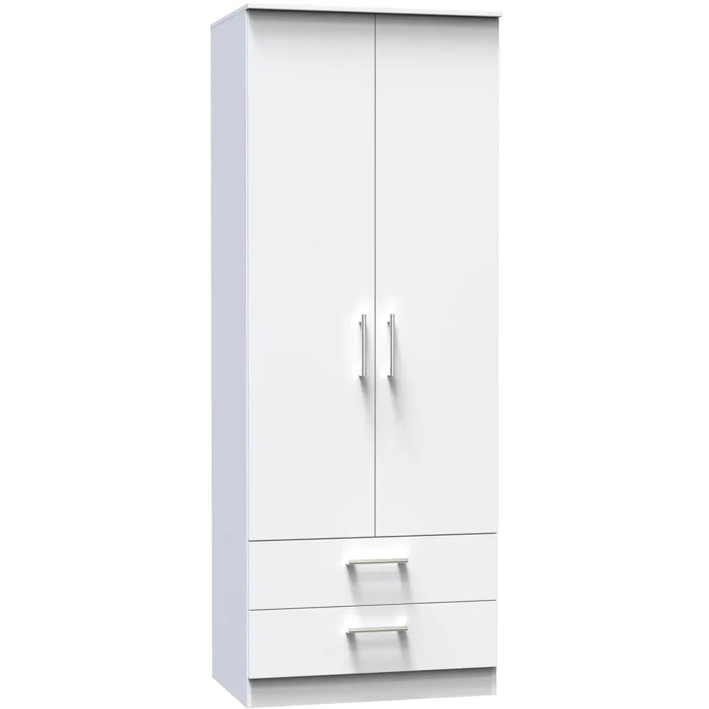 Devon 2 Door Wardrobe with Drawers - White