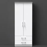 Devon 2 Door Wardrobe with Drawers - White