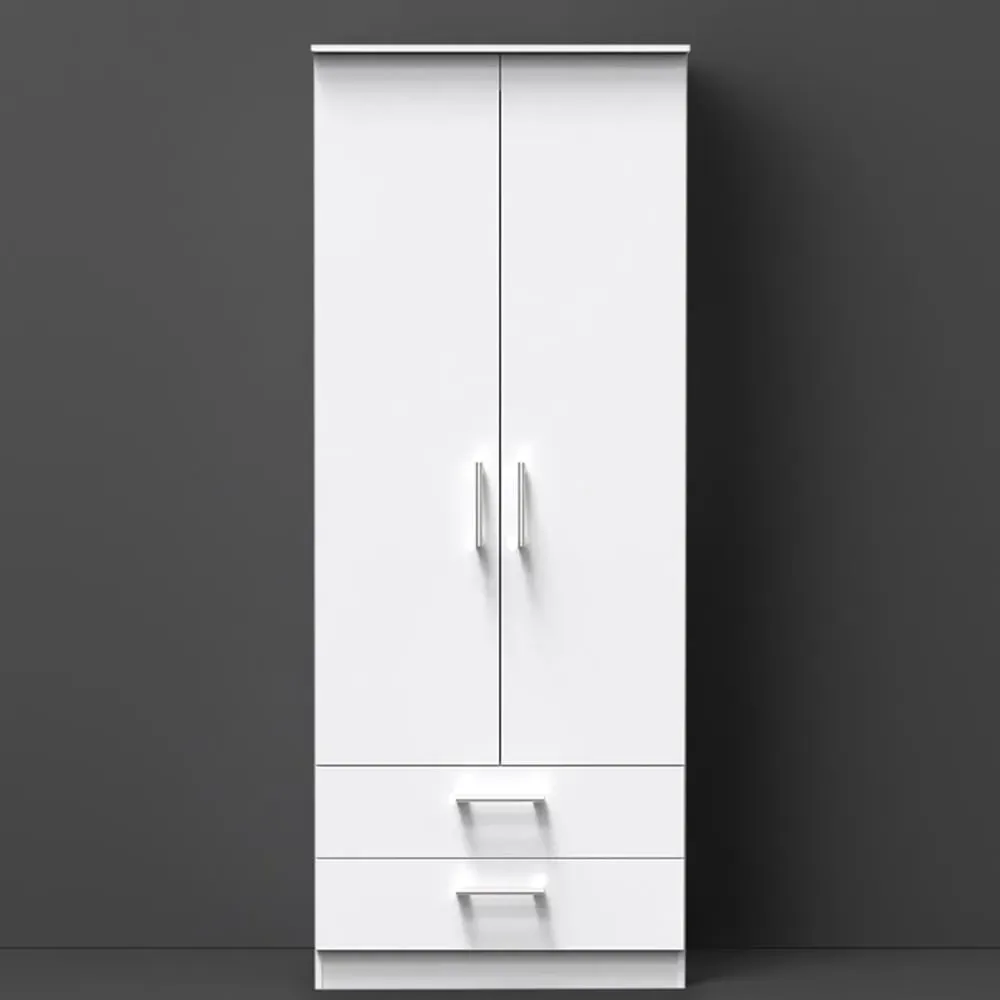 Devon 2 Door Wardrobe with Drawers - White