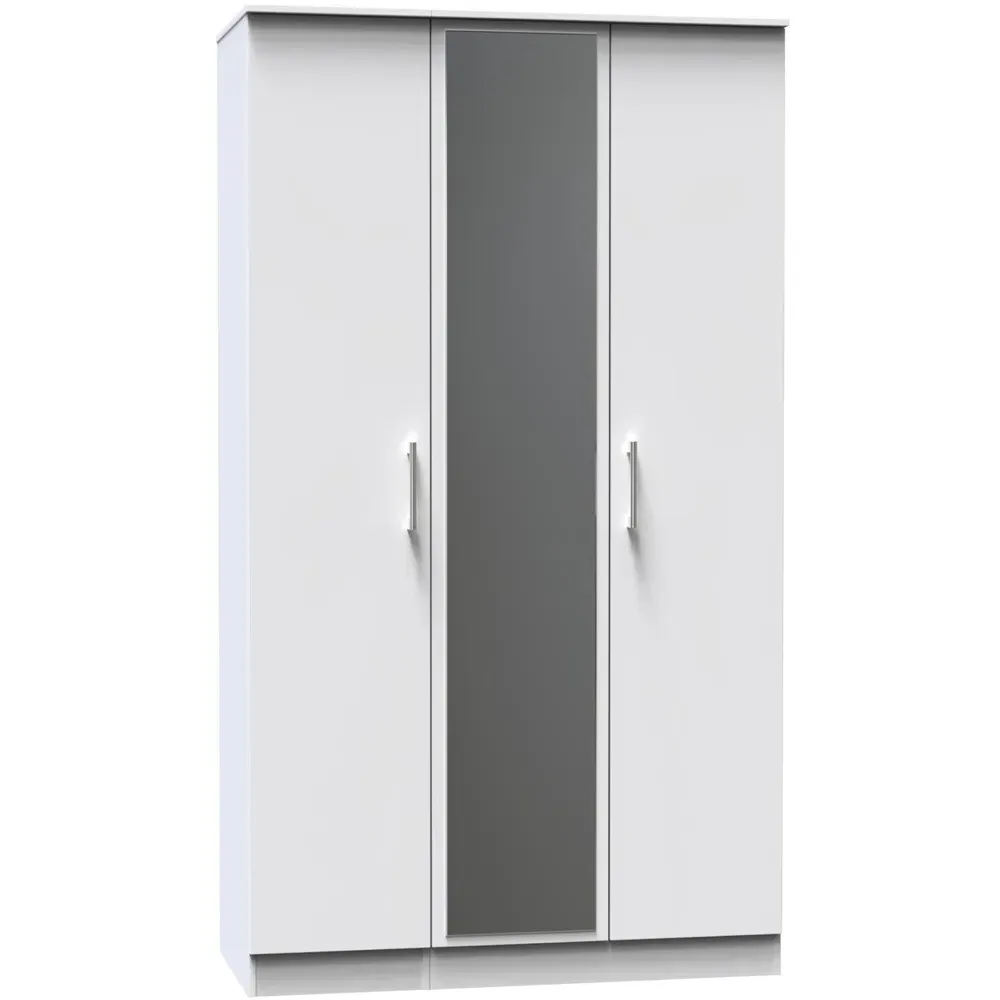 Devon 3 Door Mirrored Wardrobe - White