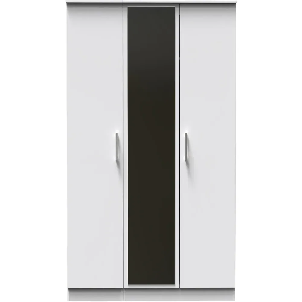 Devon 3 Door Mirrored Wardrobe - White