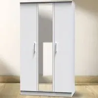Devon 3 Door Mirrored Wardrobe - White