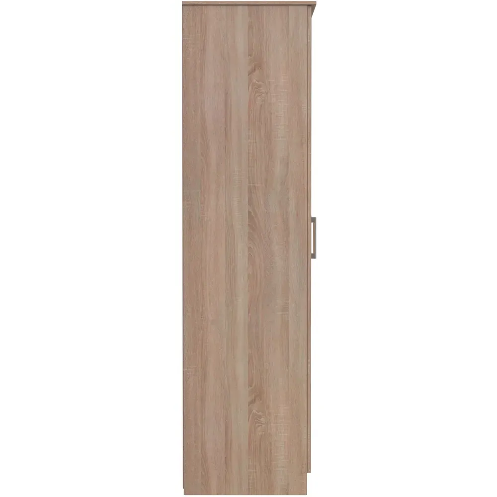 Devon 3 Door Wardrobe with Mirror - Brown, Oak