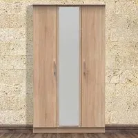 Devon 3 Door Wardrobe with Mirror - Brown, Oak