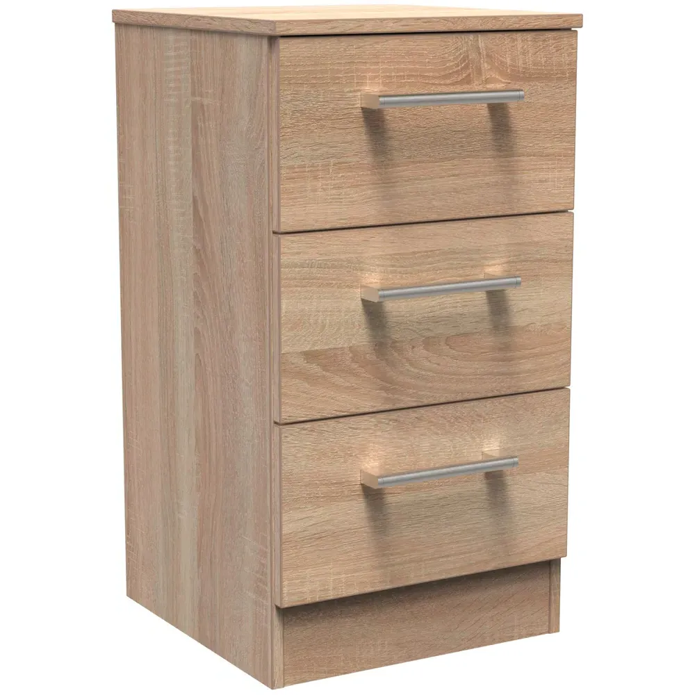 Devon 3 Drawer Bedside Table - Bardolino Oak