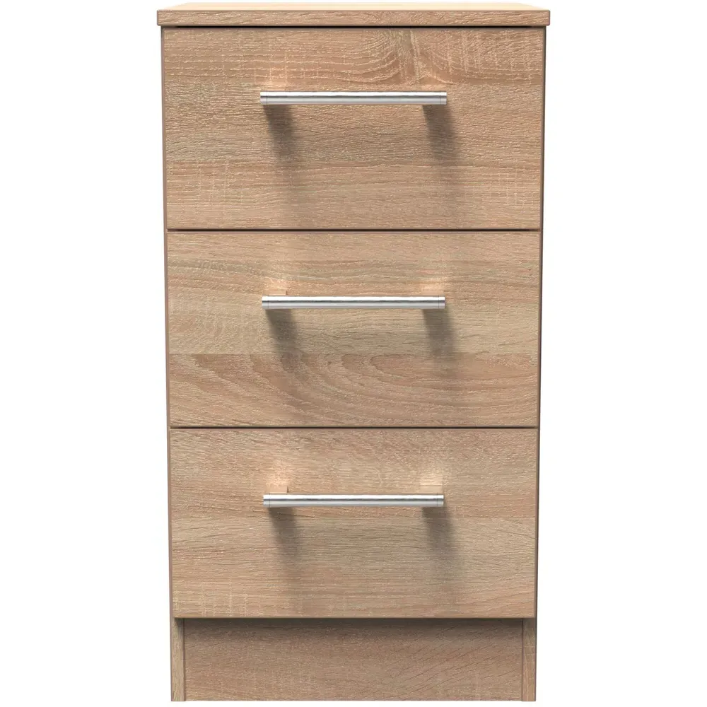 Devon 3 Drawer Bedside Table - Bardolino Oak
