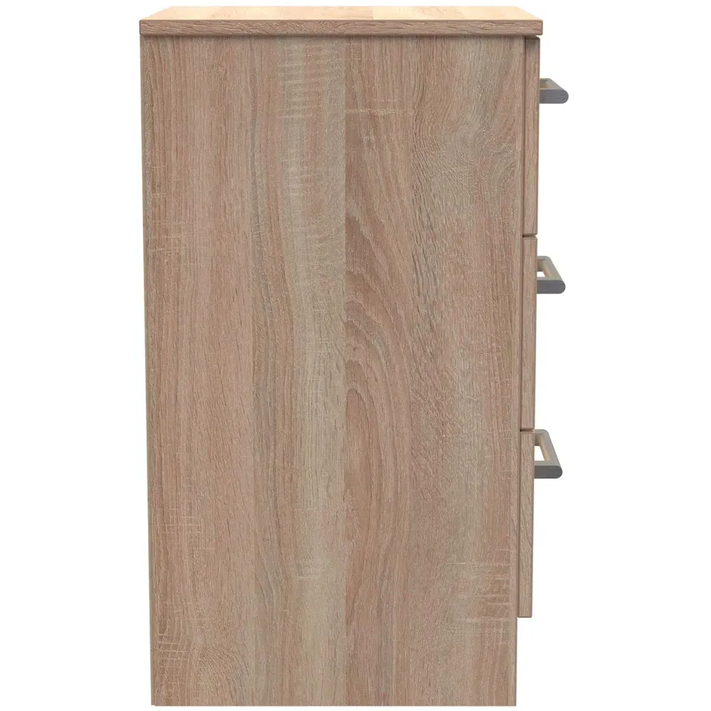 Devon 3 Drawer Bedside Table - Bardolino Oak
