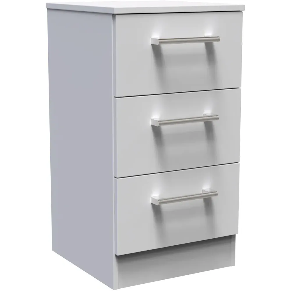 Devon 3 Drawer Bedside Table - Grey