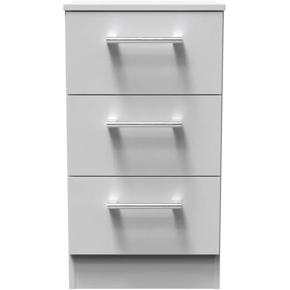 Devon 3 Drawer Bedside Table - Grey