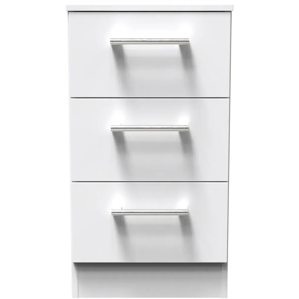 Devon 3 Drawer Bedside Table - White