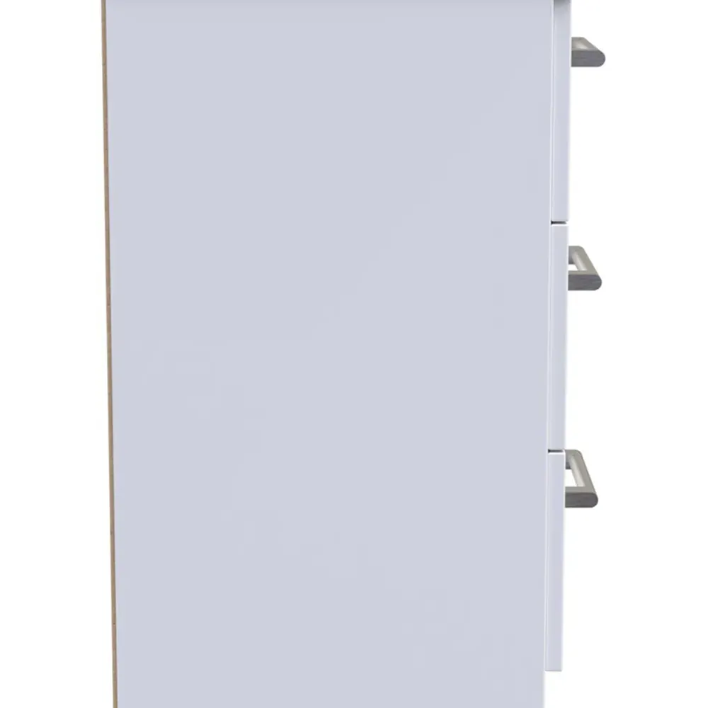 Devon 3 Drawer Bedside Table - White