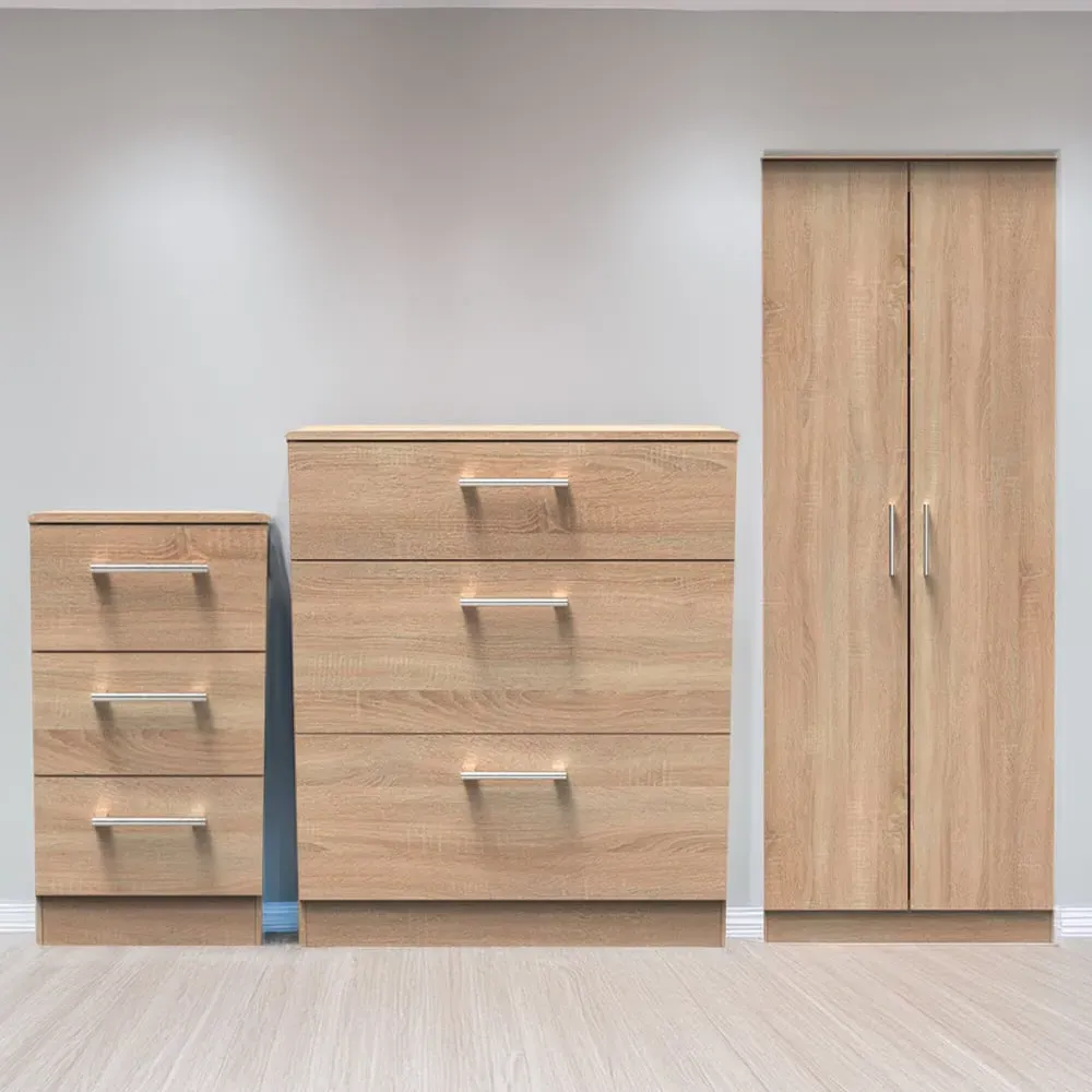 Devon 3 Piece Bedroom Furniture Set - Bardolino Oak image