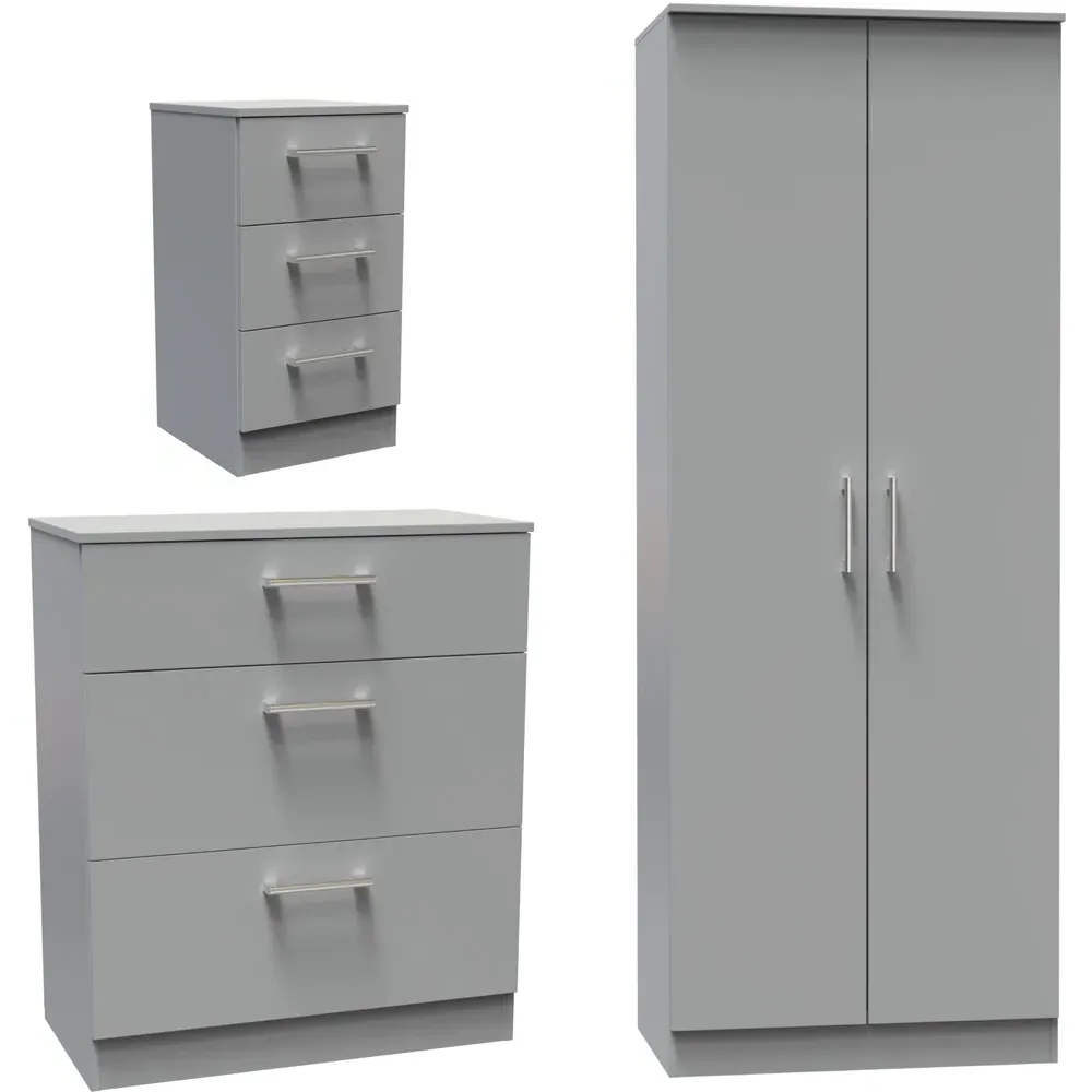 Devon 3 Piece Bedroom Furniture Set - Dusk Grey