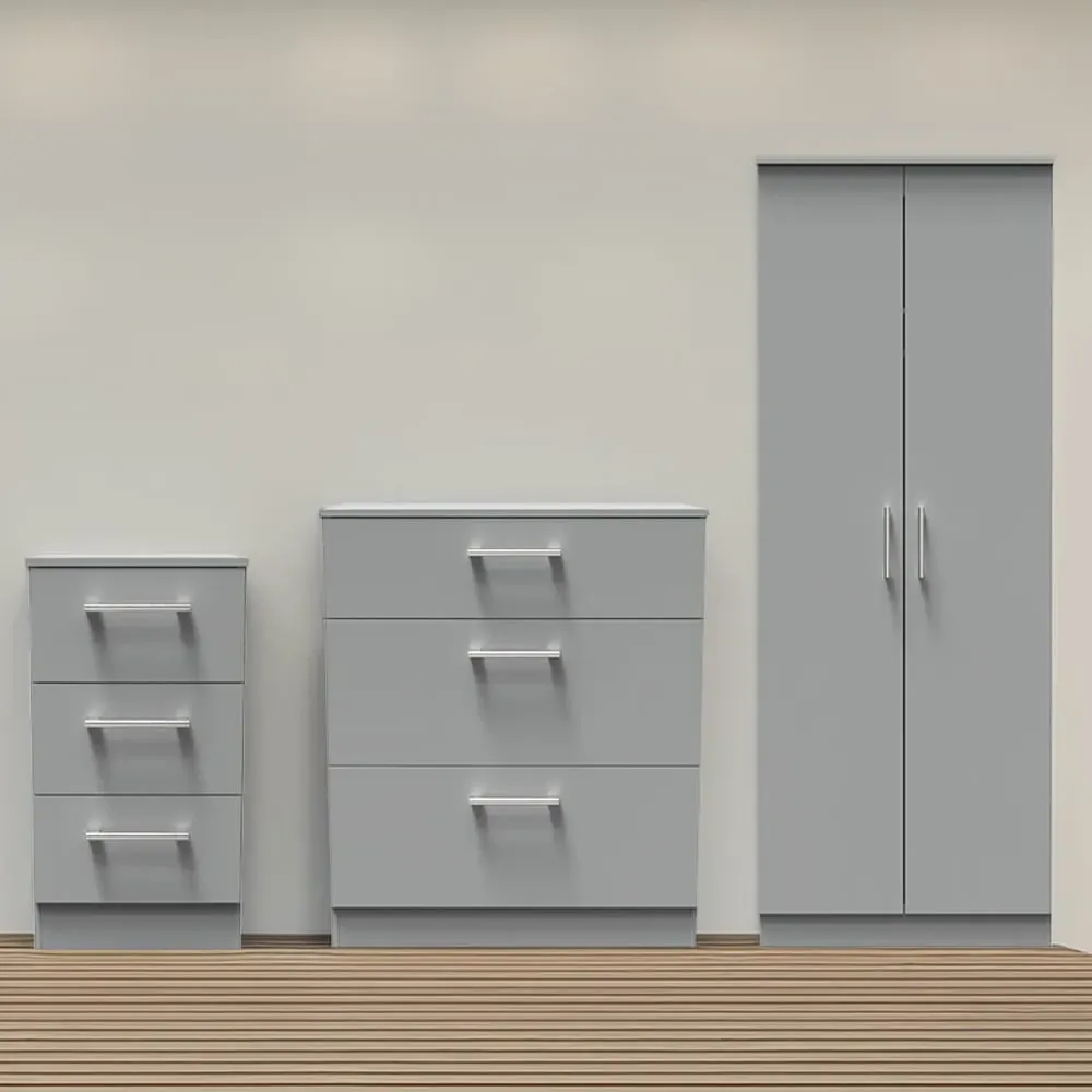 Devon 3 Piece Bedroom Furniture Set - Dusk Grey