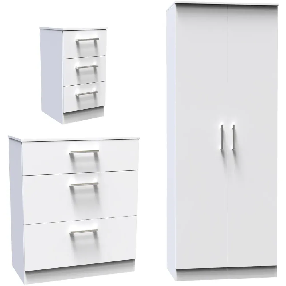 Devon 3 Piece Bedroom Furniture Set - White