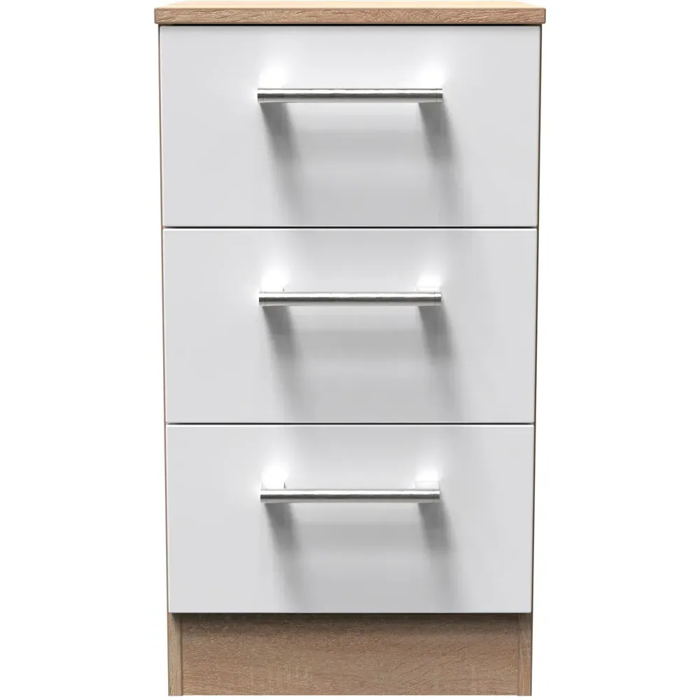 Devon 3 Piece Bedroom Furniture Set - White, Oak