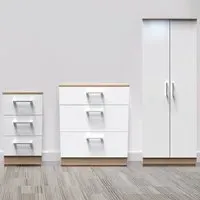 Devon 3 Piece Bedroom Furniture Set - White, Oak